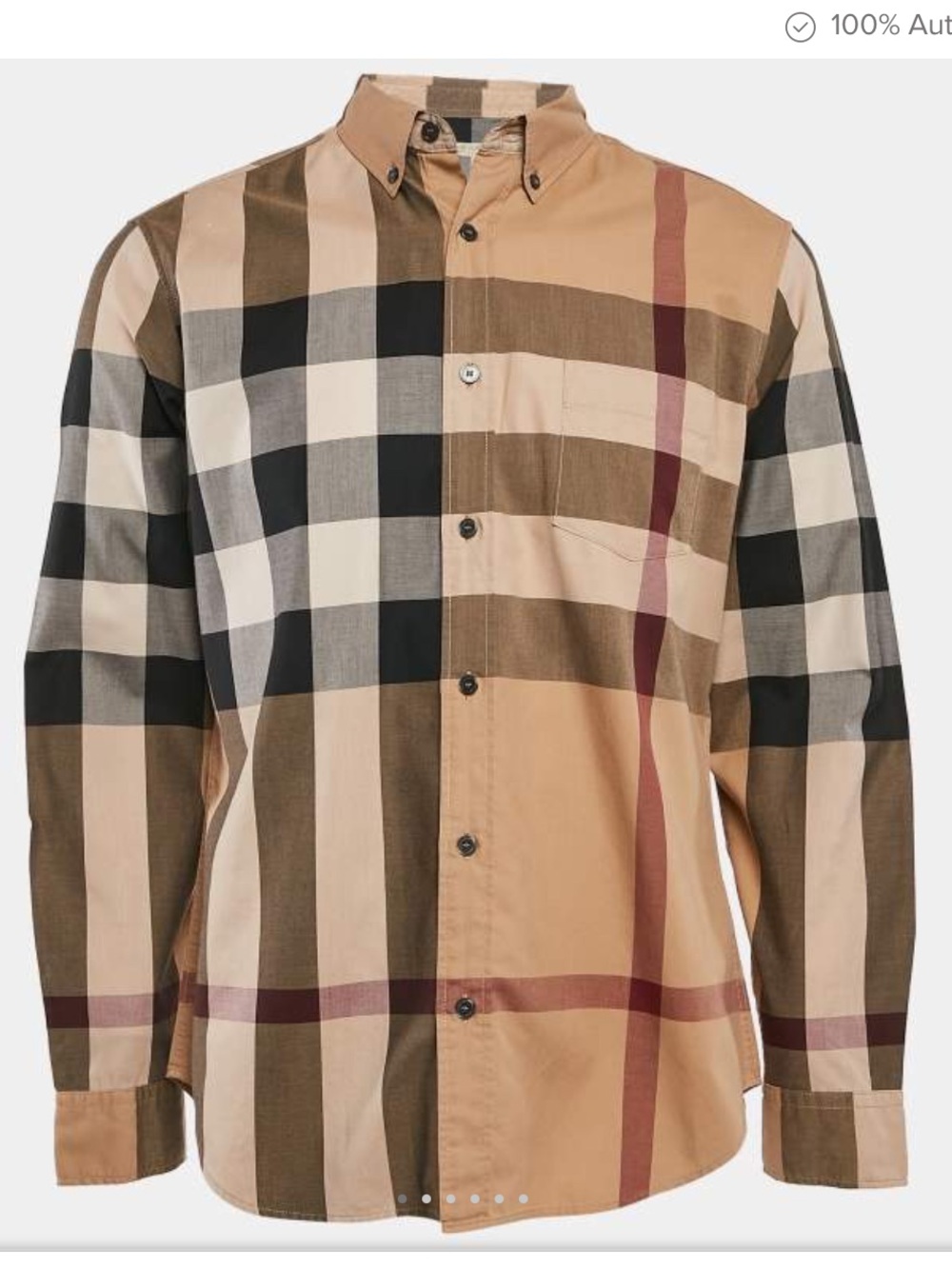 Burberry Brit Beige Nova Check Cotton Button Front Shirt S Authentic